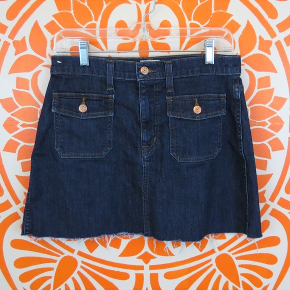 J. Crew Dresses & Skirts - J. Crew Dark Denim Cut Off Mini Skirt 29"